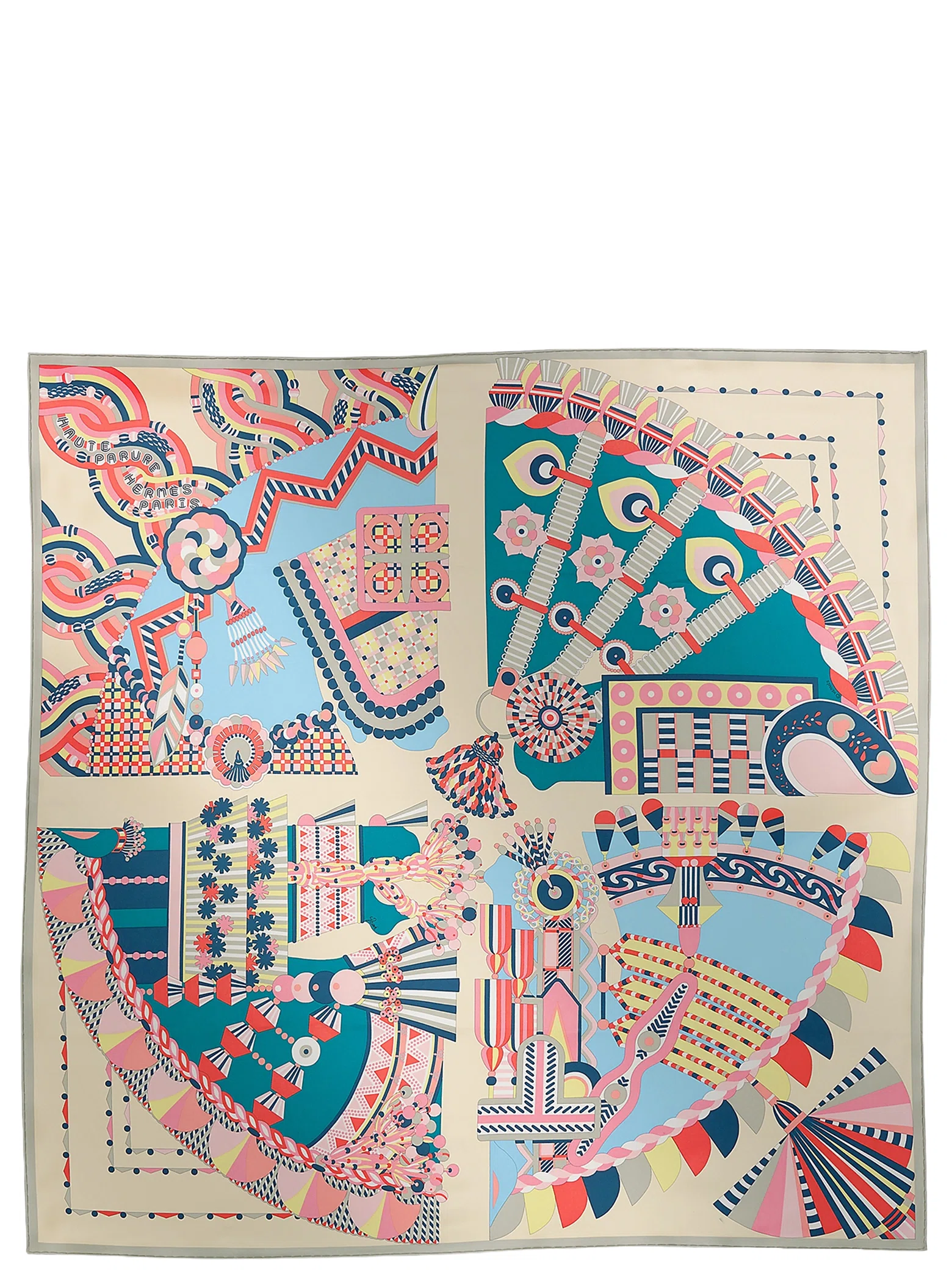 Платки Hermes Haute Parure Scarf 90 "Crème / Rose / Bleu" | Farsel