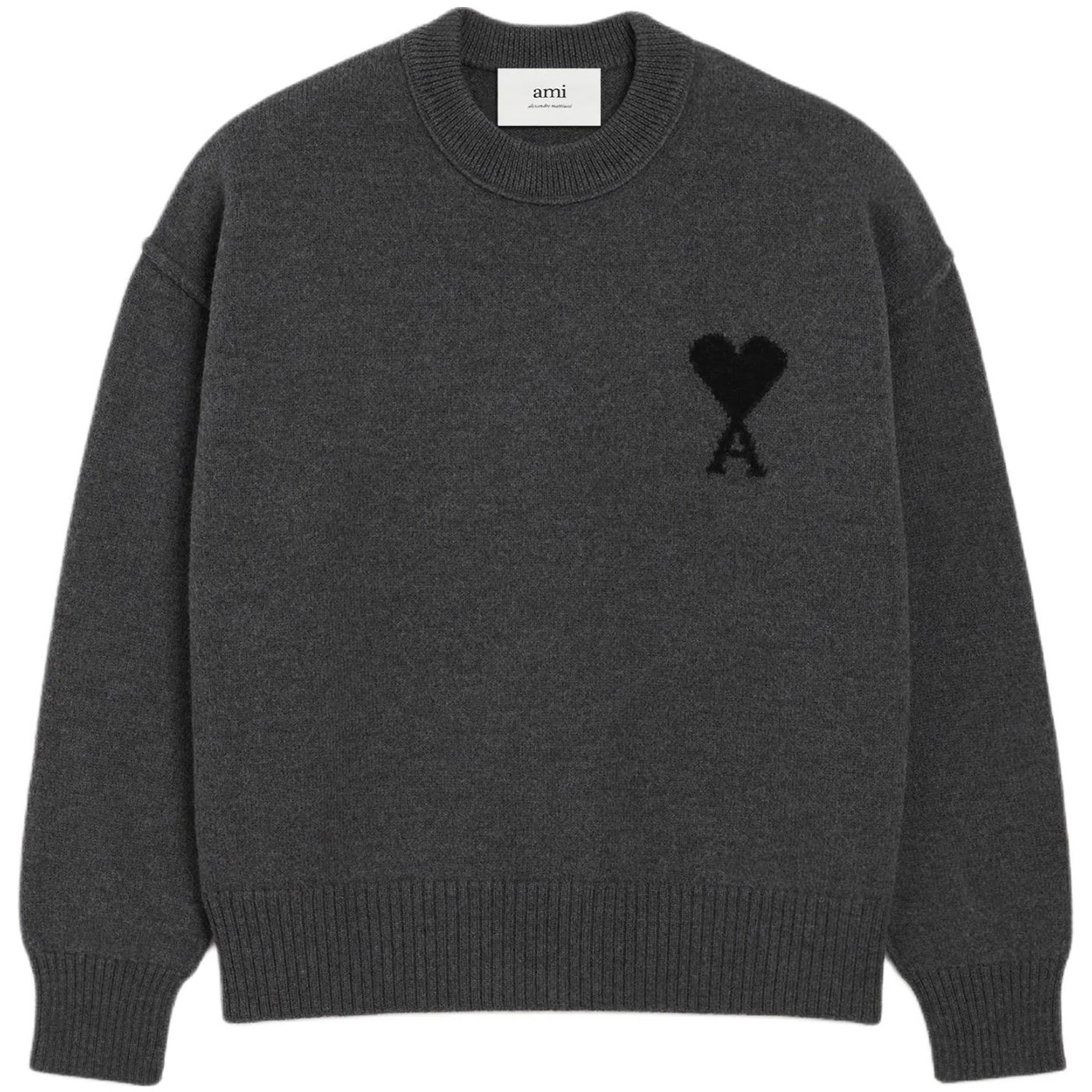 Свитеры Ami Paris Wool Ami De Coeur Crewneck Sweater "Heather Grey / Black" | Farsel
