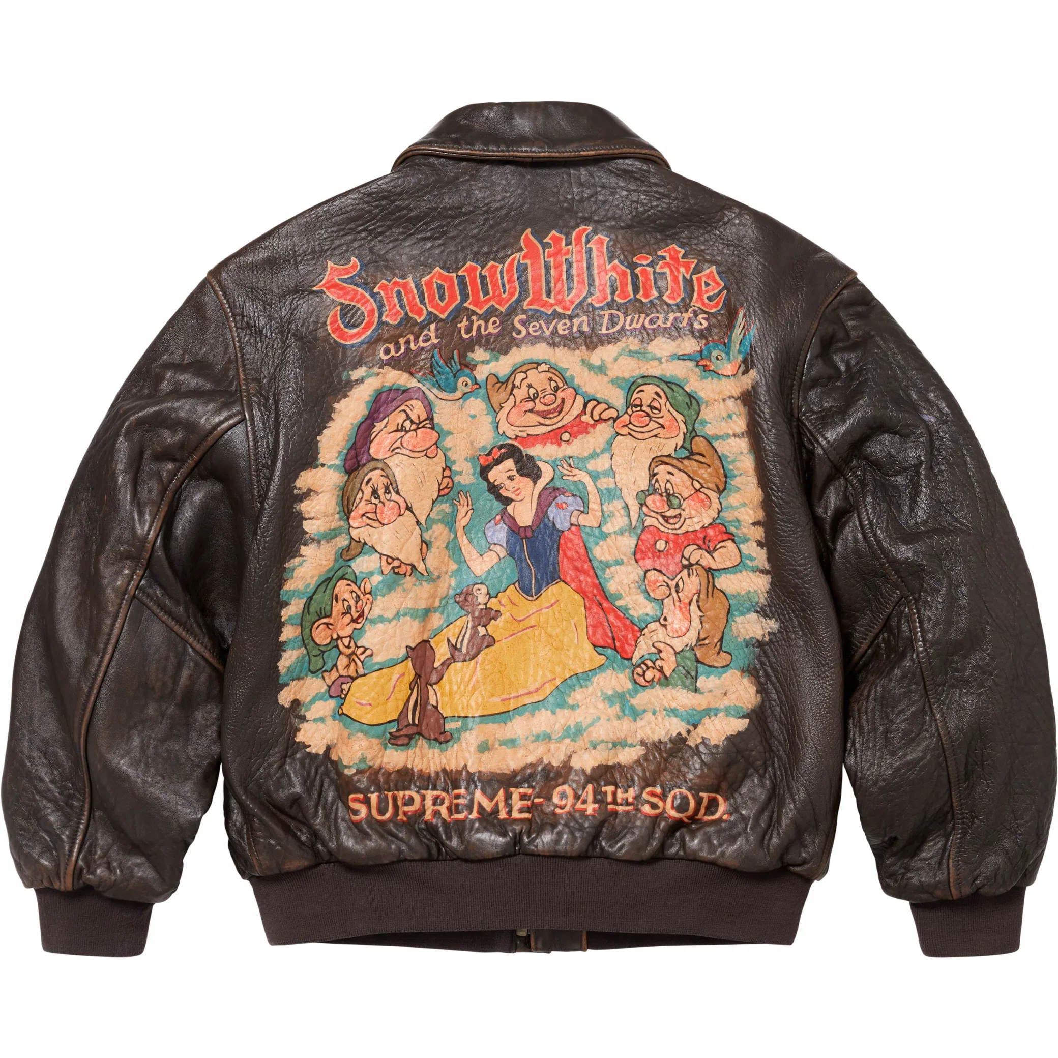 Куртки Supreme FW24 Schott Snow White Hand-Painted Leather A2 Jacket "Brown" | Farsel