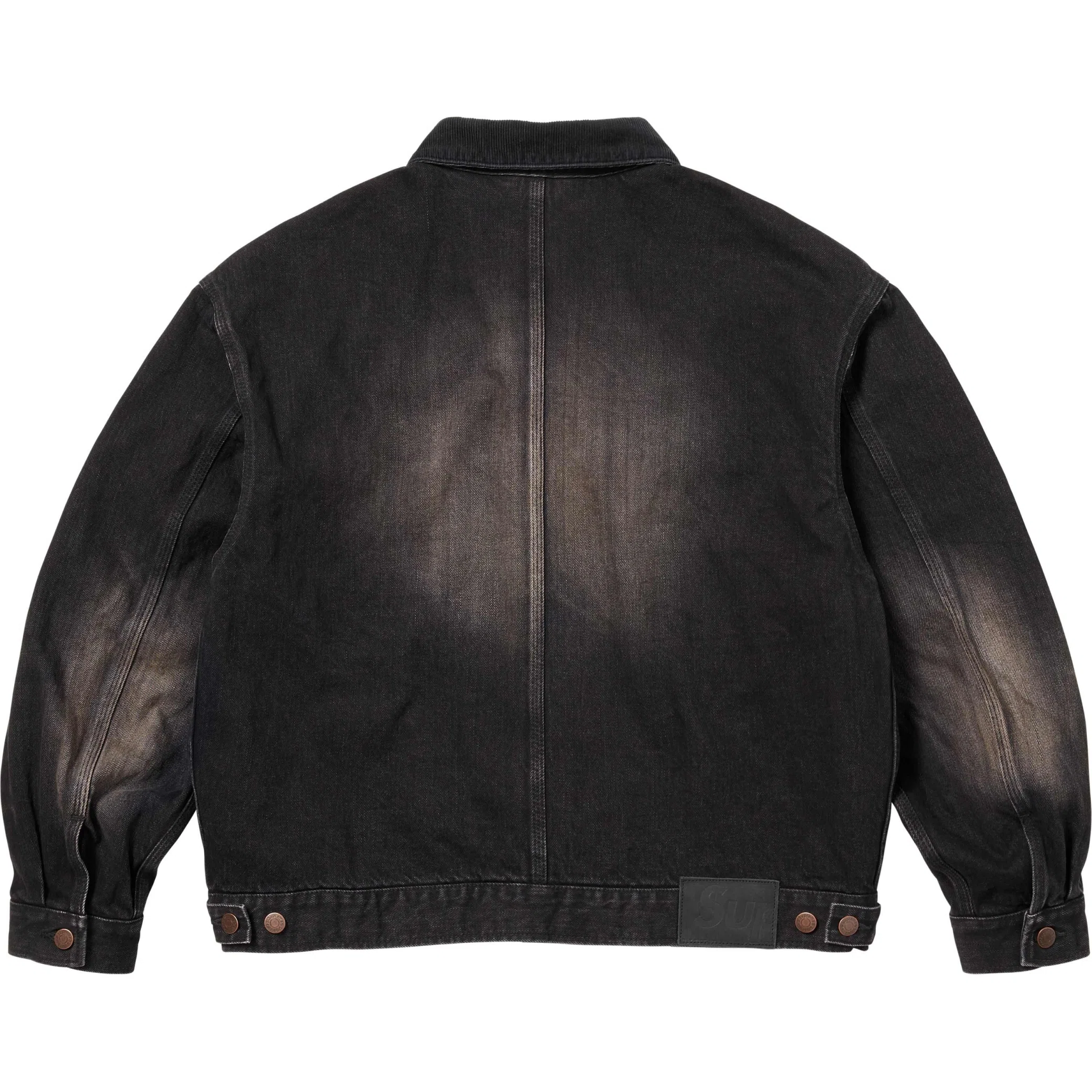  Supreme FW25 Distressed Selvedge Trucker Jacket "Washed Black" | Farsel