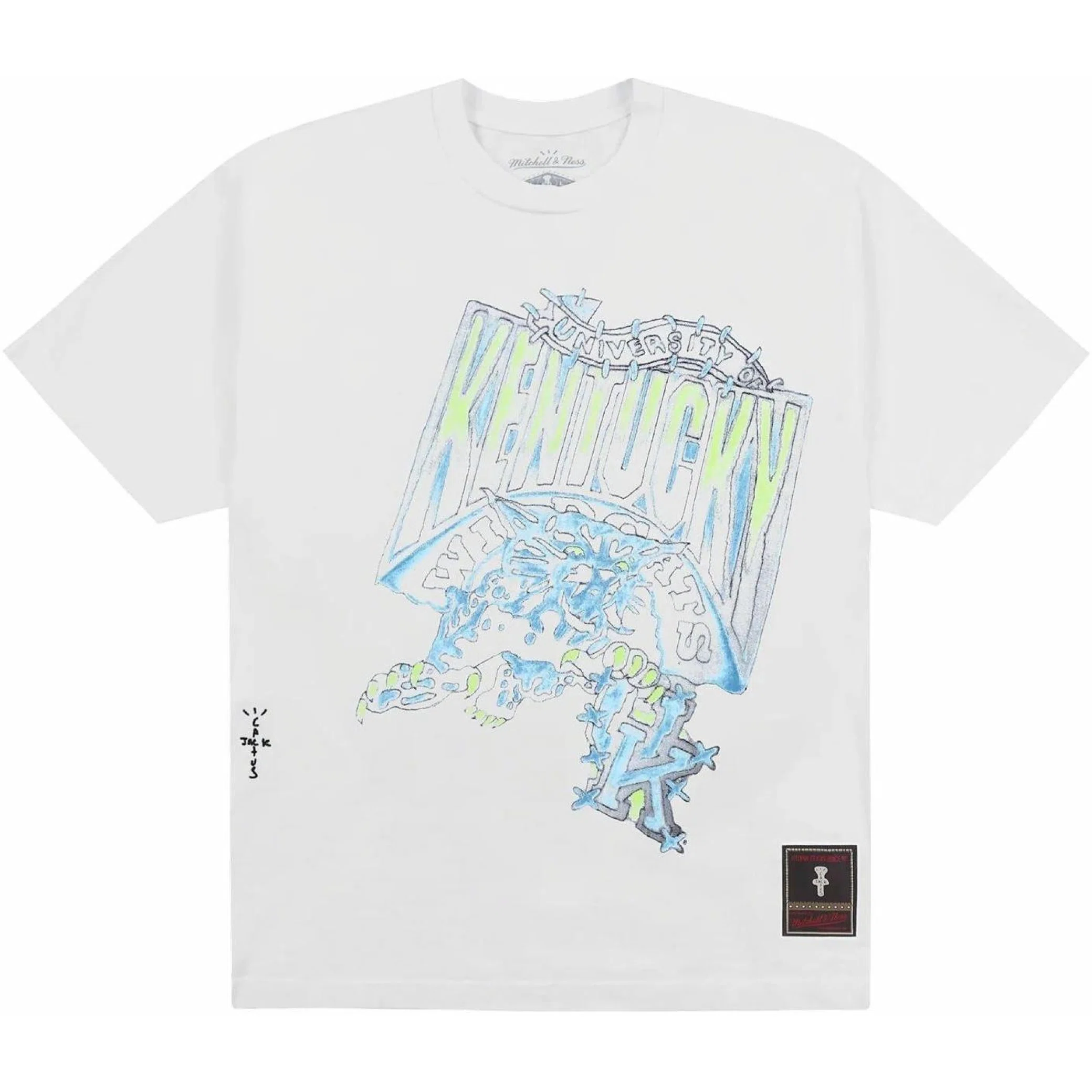 Футболки Travis Scott SS24 Mitchell & Ness University Of Kentucky Handdrawn Tee "White" | Farsel