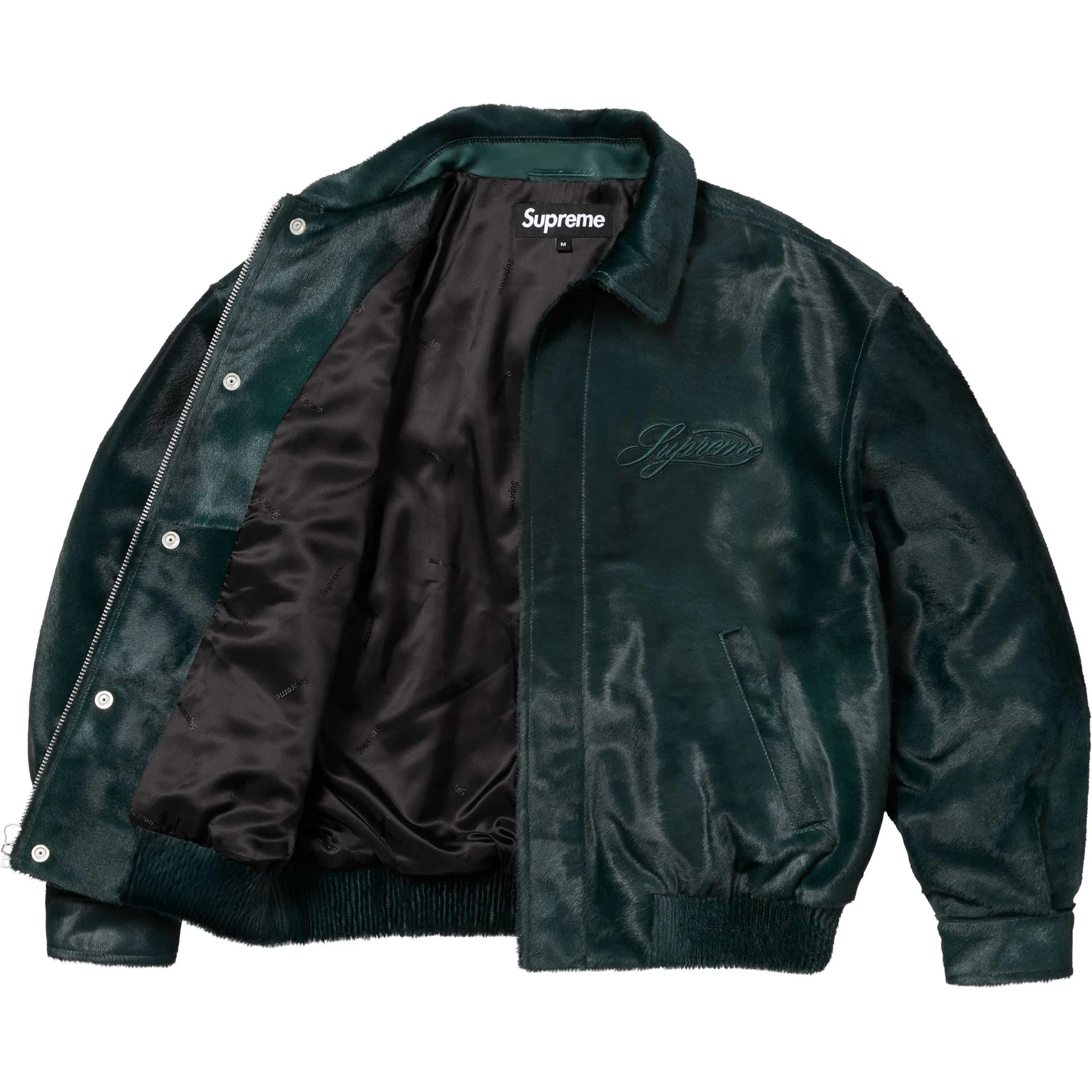  Supreme SS25 Ponyhair Varsity Jacket "Green" | Farsel