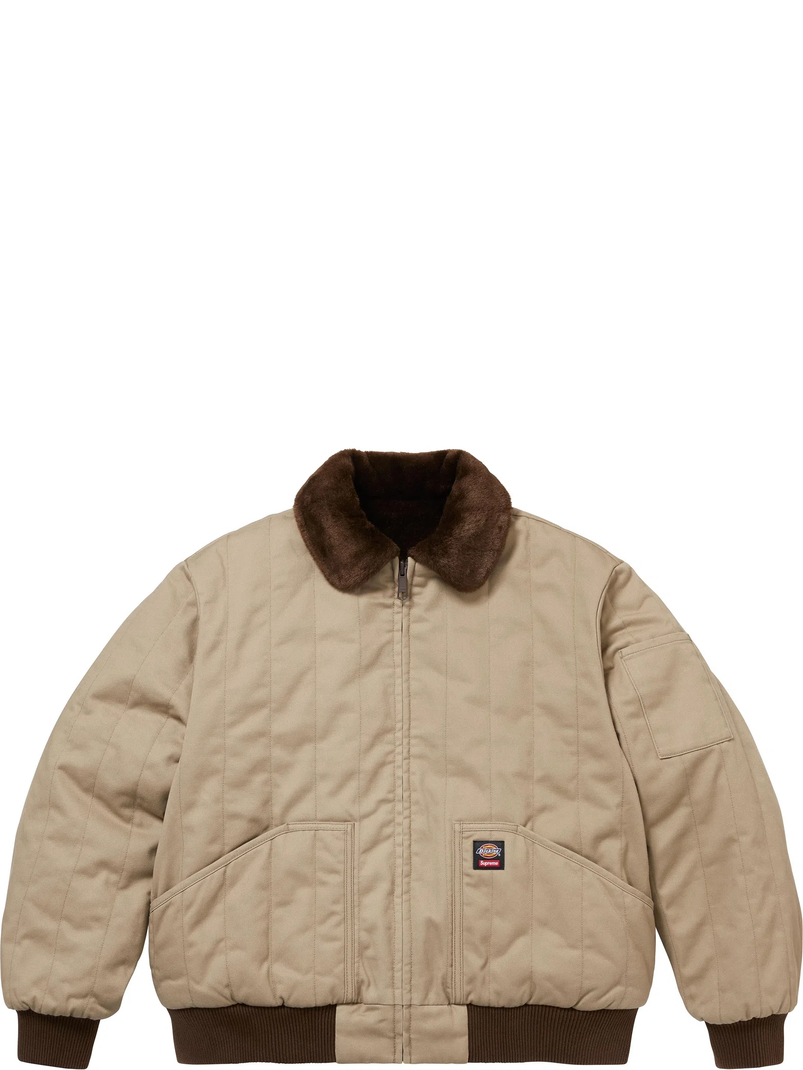 Куртки Supreme FW25 Dickies Reversible Quilted Faux Fur Work Jacket "Tan" | Farsel