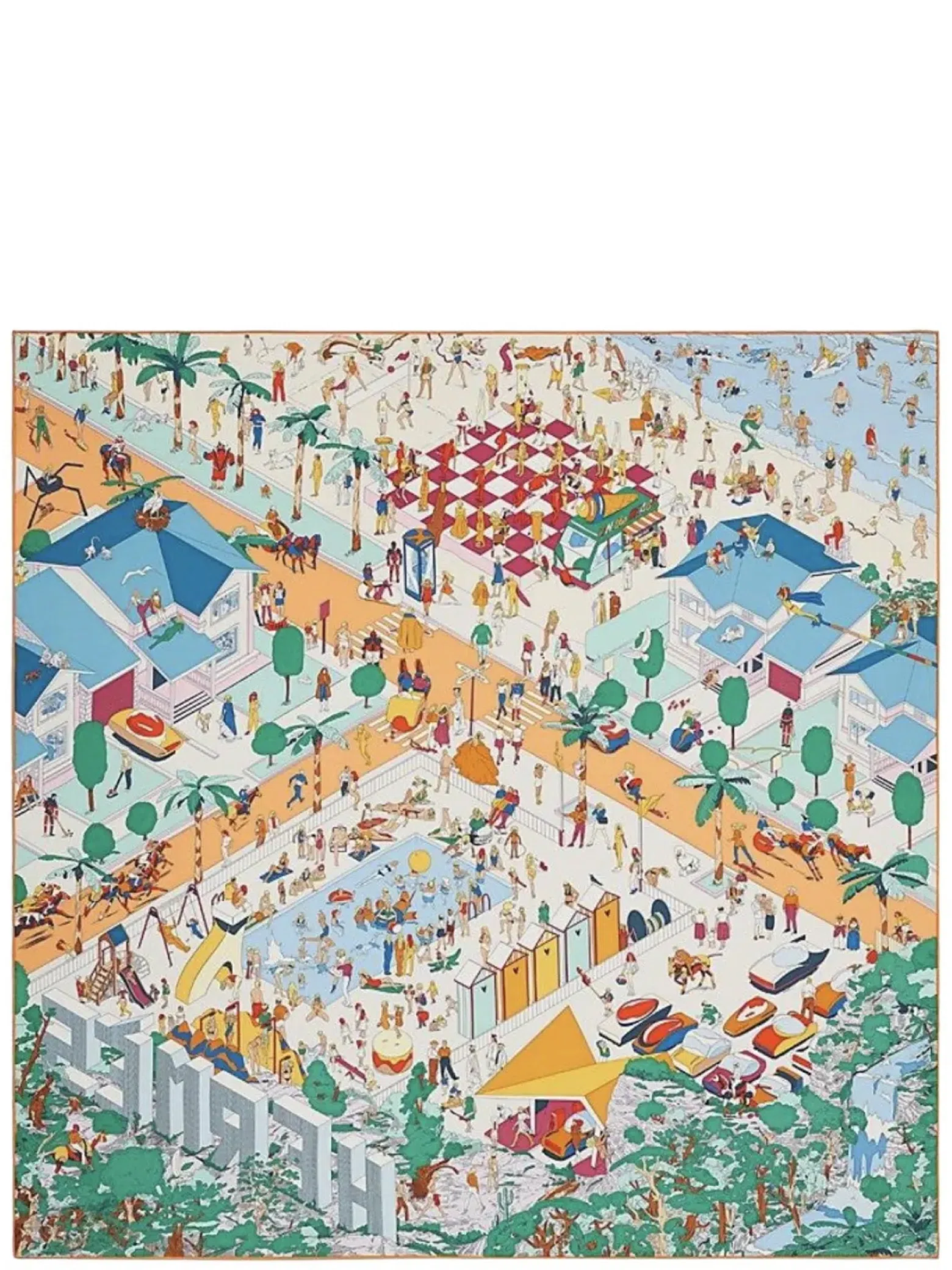 Платки Hermes Hermes On The Beach Scarf 90 "Bleu / Vert / Rouge" | Farsel