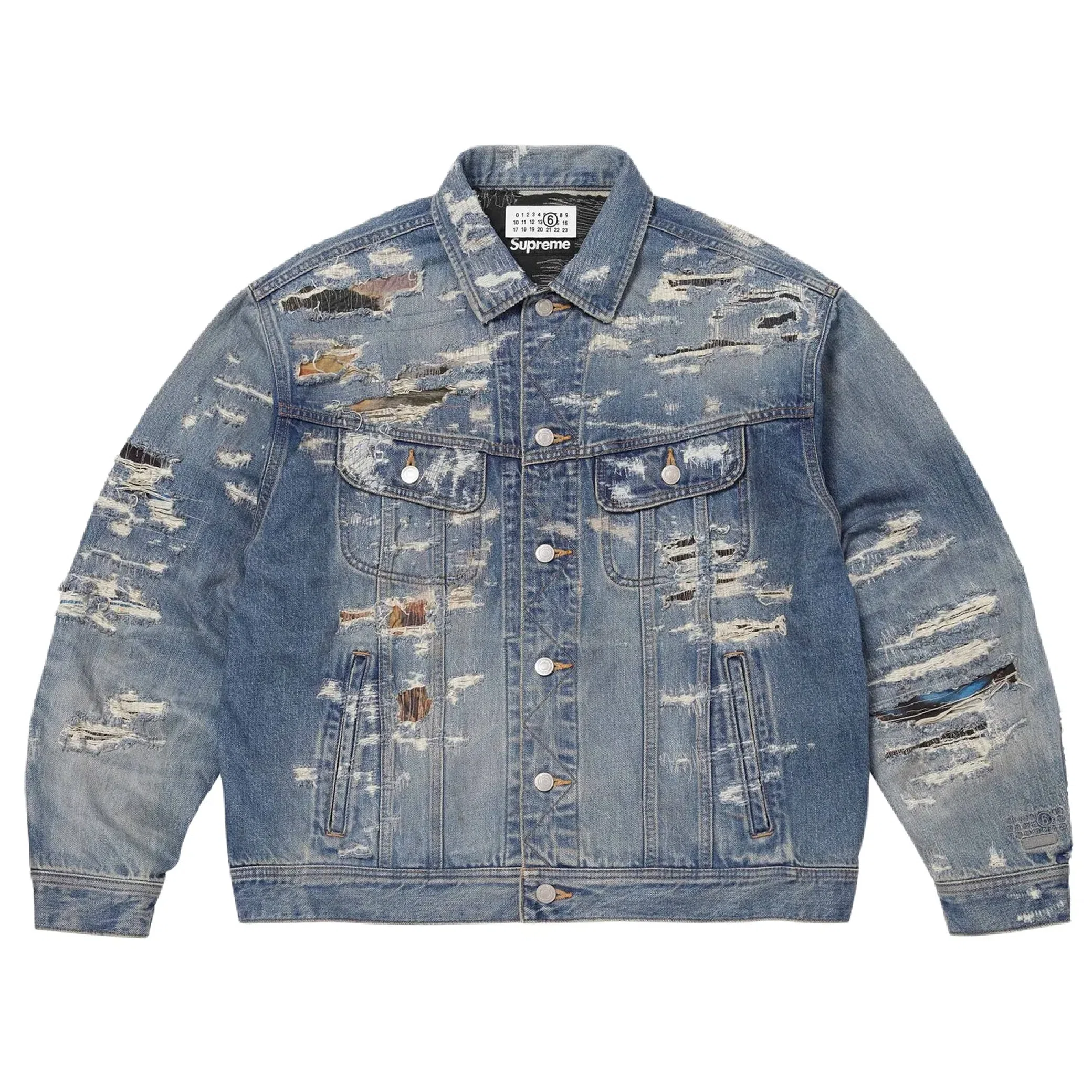 Куртки Supreme MM6 Maison Margiela x Distressed Selvedge Denim Trucker Jacket "Washed Indigo" | Farsel