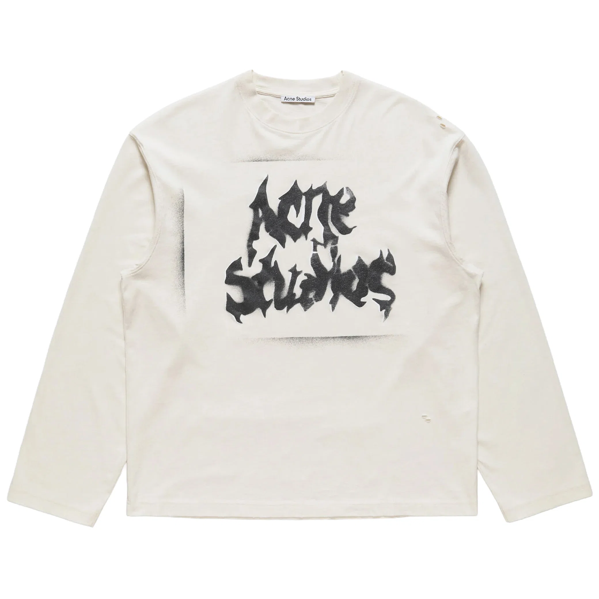 Лонгсливы Acne Studios Exford Long Sleeve Goth Logo T-Shirt "Dusty white" | Farsel