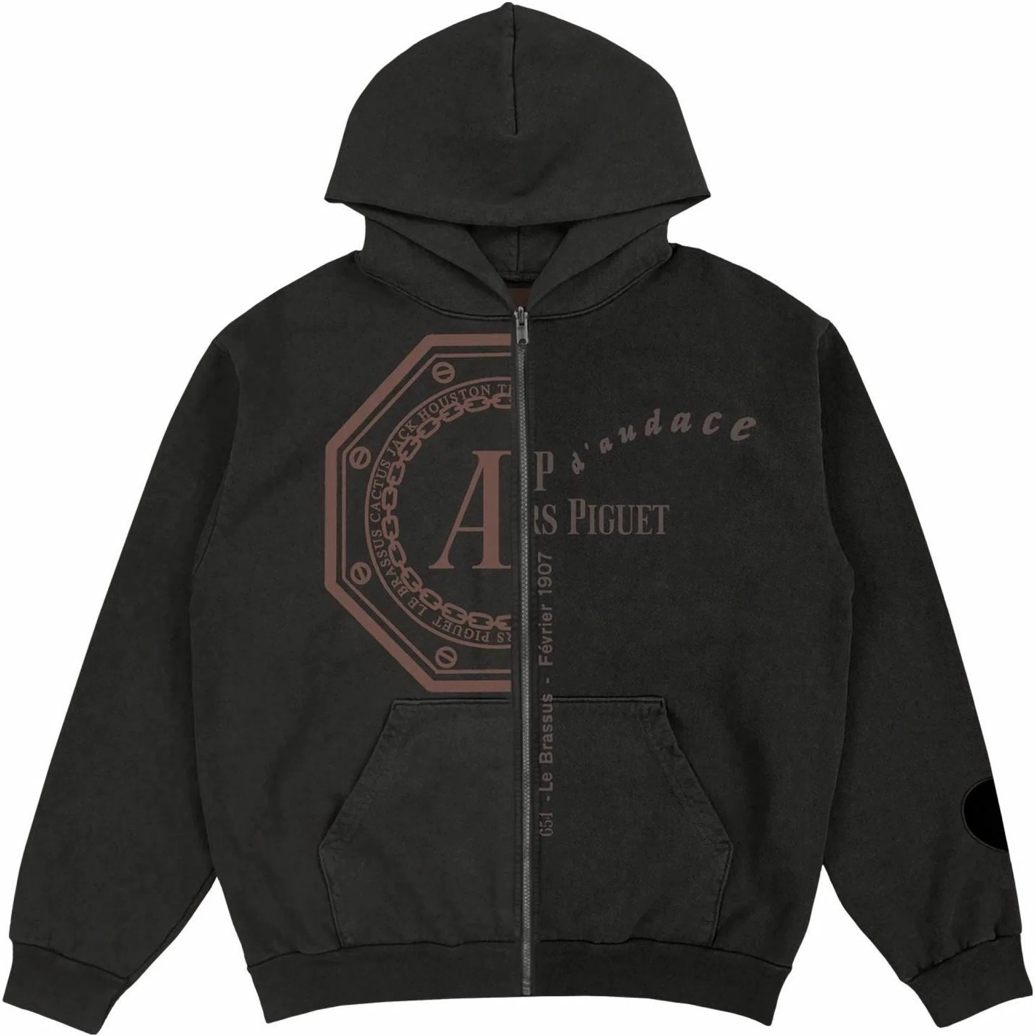  Travis Scott FW23 Audemars Piguet Split Logo Zip-Up Hoodie "Black" | Farsel