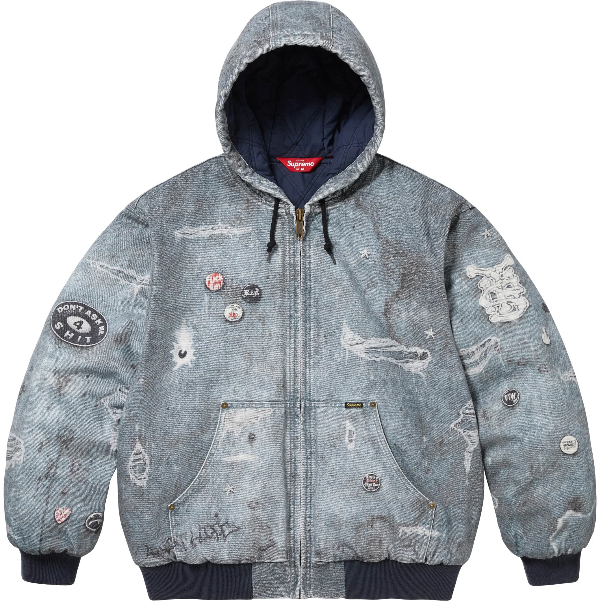  Supreme FW24 HJR Trompe L'oeil Hooded Work Jacket "Blue" | Farsel