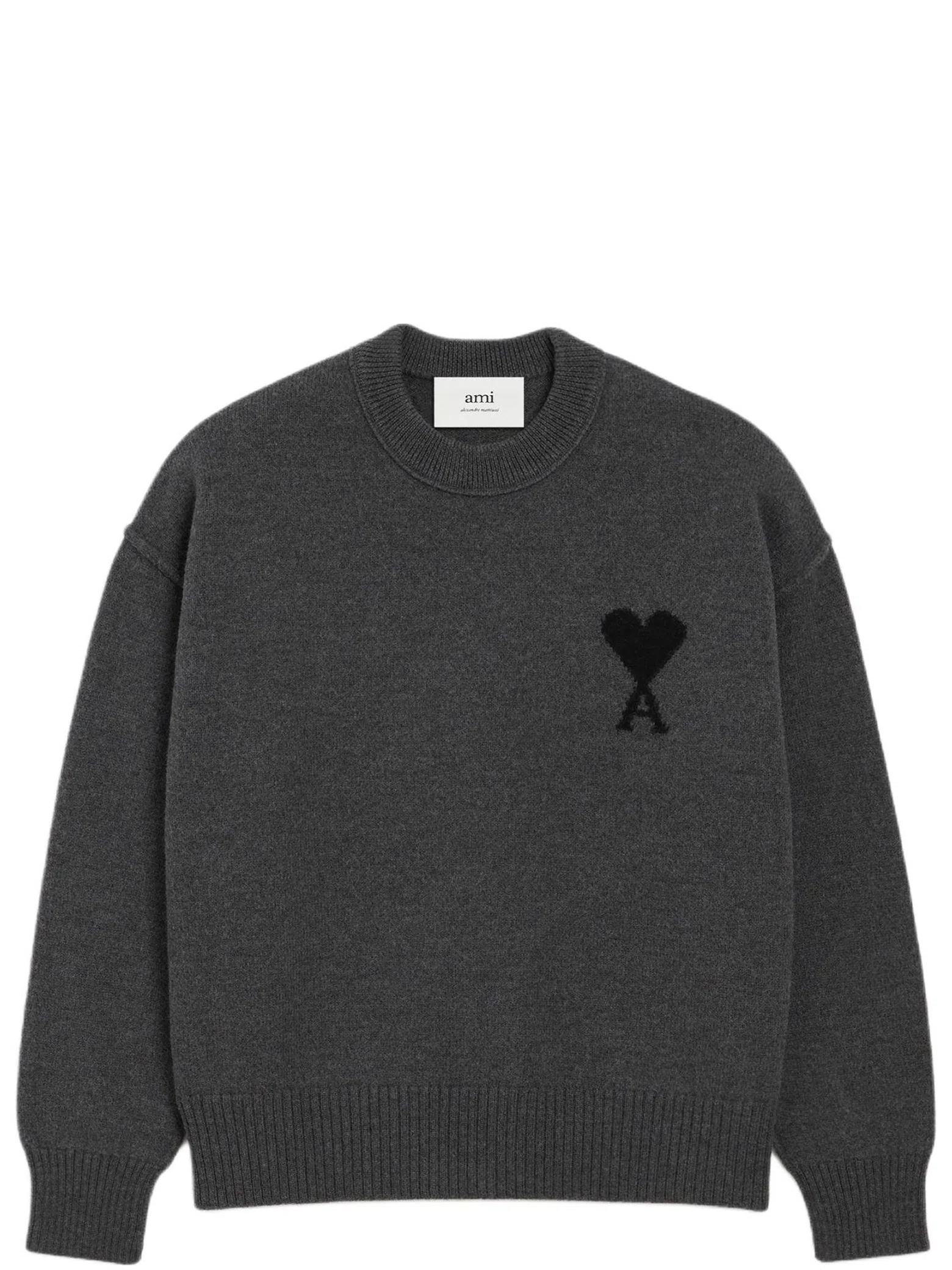 Свитеры Ami Paris Wool Ami De Coeur Crewneck Sweater "Heather Grey / Black" | Farsel