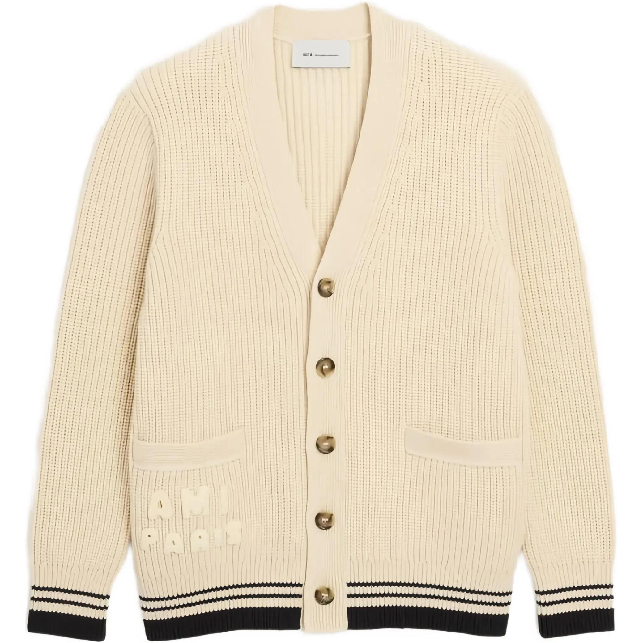 Кардиганы Ami Paris Ribbed Wool Cardigan "Cream White" | Farsel