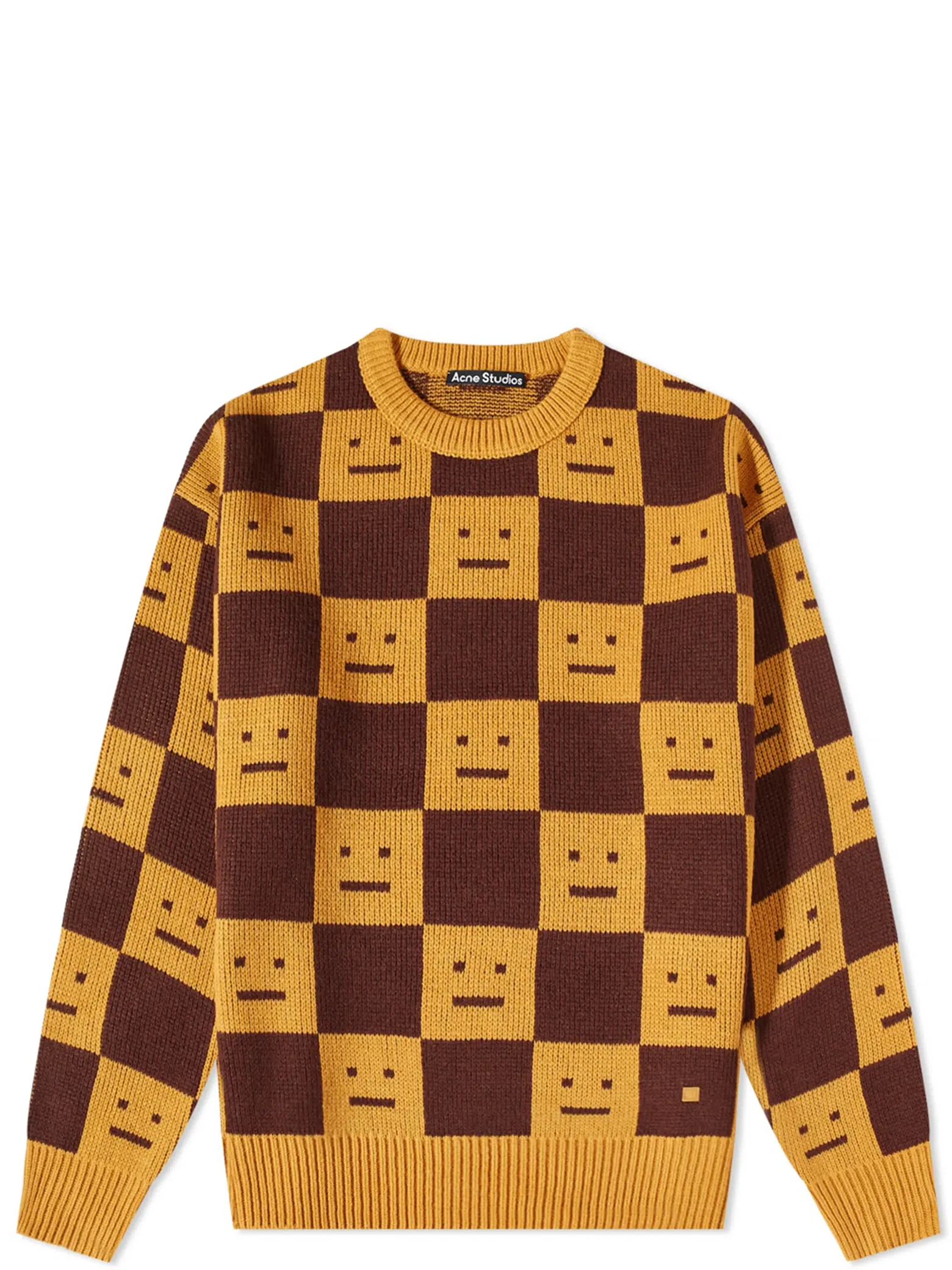 Свитеры Acne Studios Katlas Checkerboard Face Knit "Ochre Orange / Brown" | Farsel